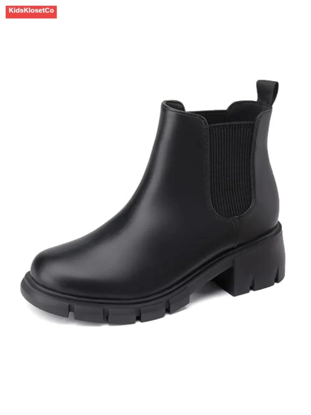 Girls Chunky Chelsea Booties Ankle Boots Non-Slip Lug Sole
